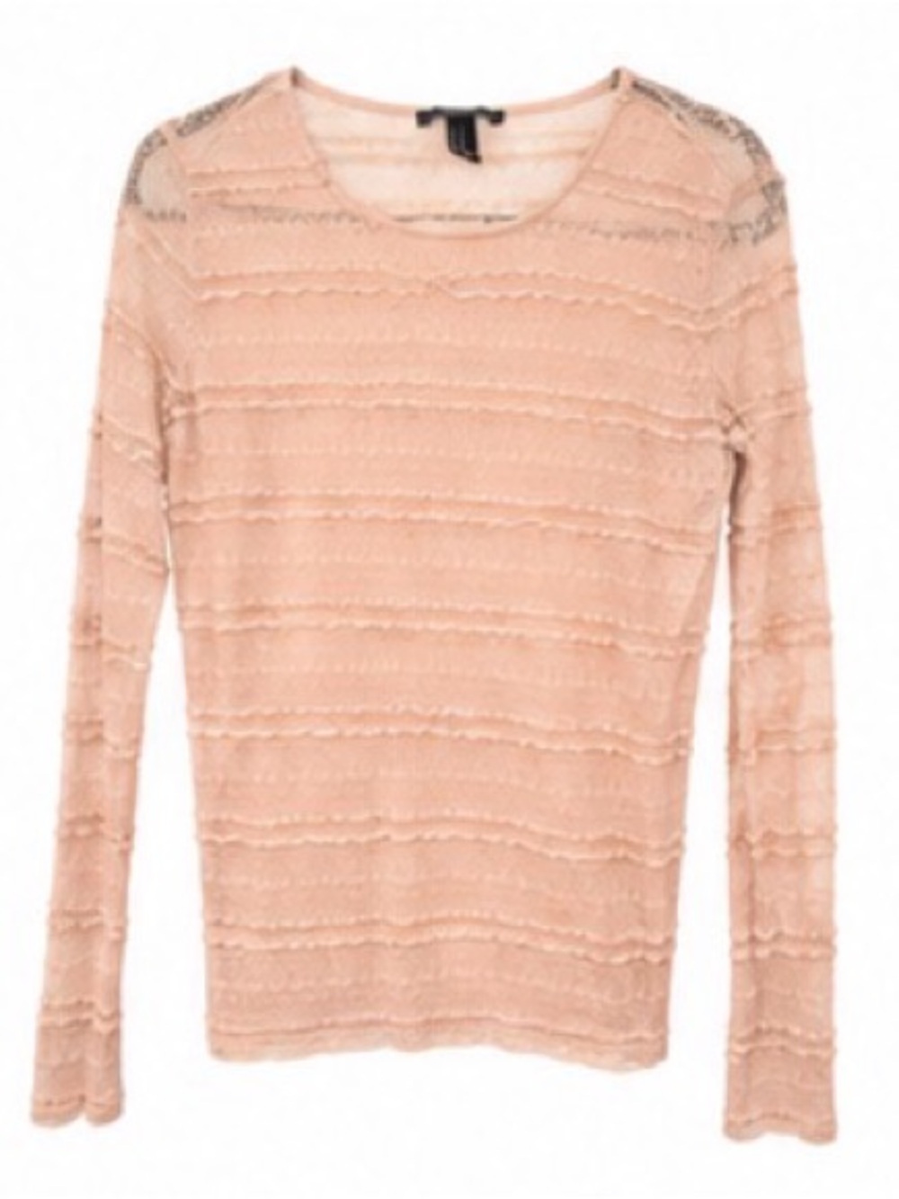 Forever 21 Long-Sleeve Lace Ruffle Top - Light Pink